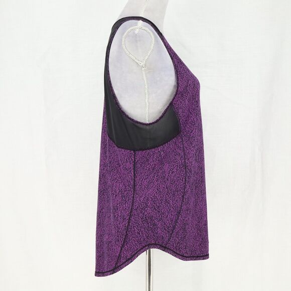 Lululemon Tank Top Womens Medium Purple Black Print Mesh Back Yoga Exercise - Picture 5 of 12